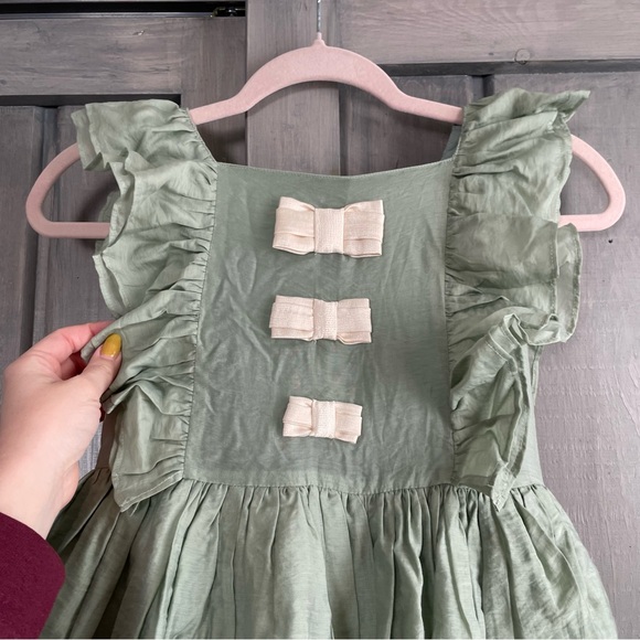 HTF Mini Boden Girls Green Organza Bow Party Dress size 9/10 - Picture 10 of 14